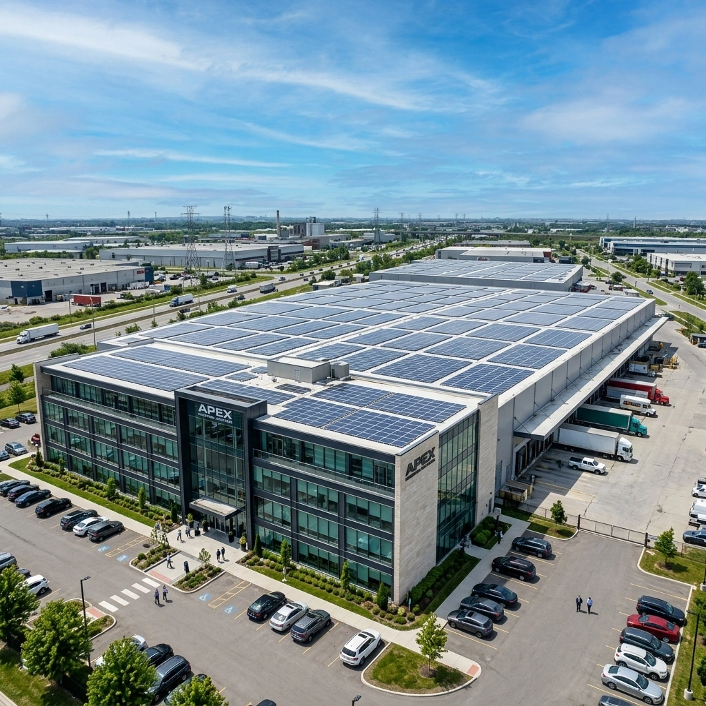 Industrial commercial building solar array setup