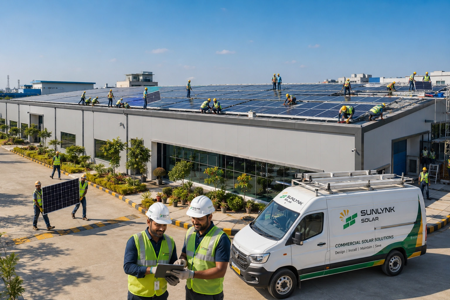 Commercial building with solar panel installation