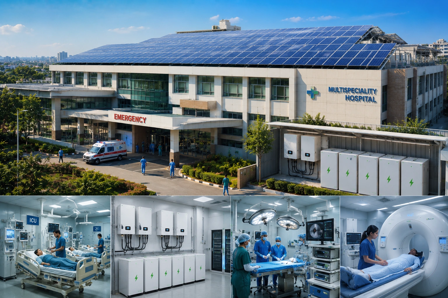 Hospitals with solar panel installation