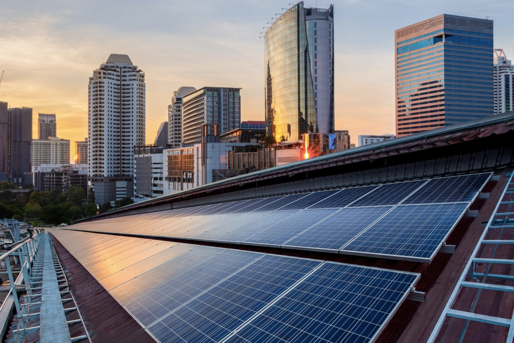 Office Buildings with solar panel installation