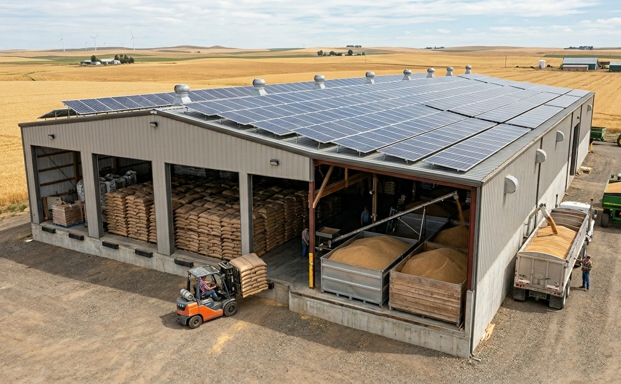 Warehouses with solar panel installation