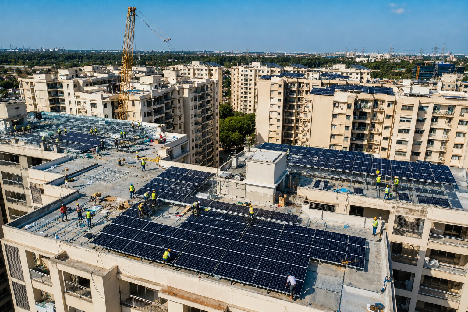 Housing society with rooftop solar installation